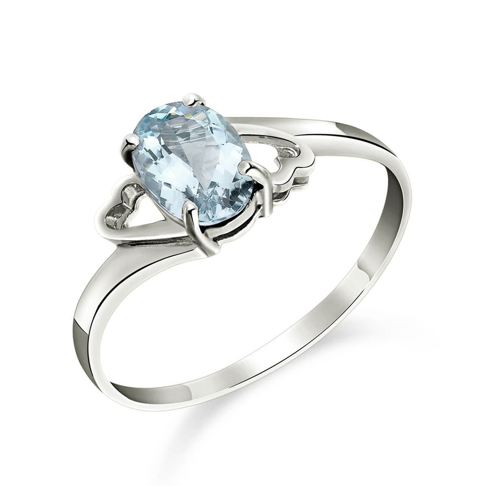 14K. SOLID GOLD RINGS WITH NATURAL AQUAMARINE (White Gold)